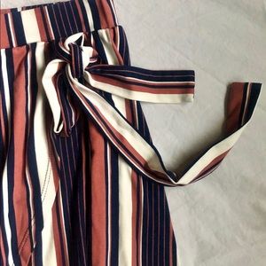 French Grey Faux Wrap Stripe Skirt